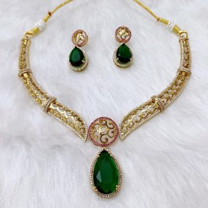 ✨ Mehndi Polish Gold Plated Hasli Necklace Set for Women ✨ - Image 3