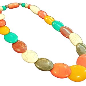 ✨ Tibetan Style Oval Shape Multi Color Chemical Beads Ethnic Trendy Boho Necklace ✨ - Image 4