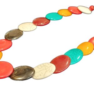 ✨ Tibetan Style Oval Shape Multi Color Chemical Beads Ethnic Trendy Boho Necklace ✨ - Image 3