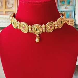 Gold Plated Matte Finish Choker Set for women - Image 3
