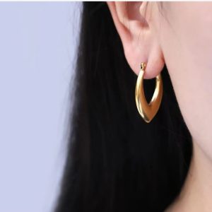 Korean Earrings | Gold Plated Hoop Earrings for Women | Stainless Steel Earrings for Girls & Women - Image 4