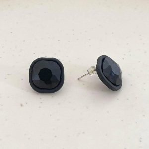 ✨ Korean Jet Black 10mm Cushion Square Crystal Stud Earrings for Girls & Women ✨ - Image 4