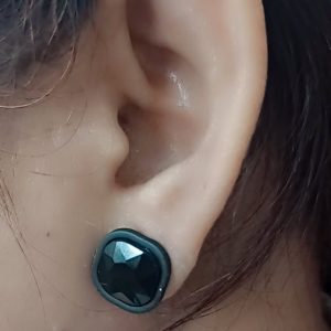 ✨ Korean Jet Black 10mm Cushion Square Crystal Stud Earrings for Girls & Women ✨ - Image 3