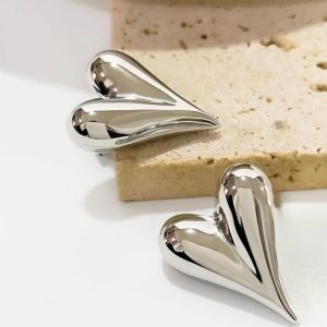 ✨ Korean Heart Shape Alloy Steel Stud Pin Earrings for Girls & Women ✨ - Image 5