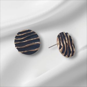 ✨ Korean Handcrafted Ceramic Abstract Circle Design White, Black and Gold Colored Stud Earrings for Girls & Women ✨ - Image 4