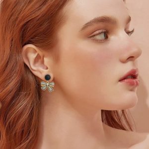 ✨ Korean Black Bow Knot Dangle Stud Earrings for Girls & Women ✨ - Image 4