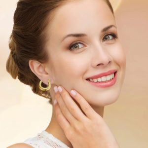 Korean Earrings | Gold-Plated C-Shaped Hoop Earrings | Stainless Steel Chunky Design Earrings for Girls & Women - Image 5