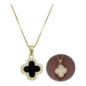 ✨ Gold Plated Stainless Steel Chain with Reversible Clover Pendant Necklace for Girls & Women ✨ - Image 8
