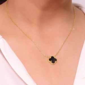 ✨ Gold Plated Stainless Steel Chain with Reversible Clover Pendant Necklace for Girls & Women ✨ - Image 9