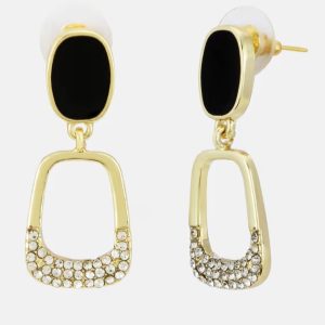 ✨ Korean Black Geometric Square Gold Drop Earrings for Girls & Women ✨ - Image 3