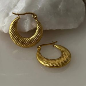 Korean Earrings | Gold-Plated Simple Style Hoop Earrings | Stylish & Elegant Jewelry for Girls & Women - Image 5