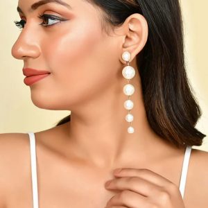 ✨ Korean Pearl Drop Long Earrings for Girls & Women ✨ - Image 3