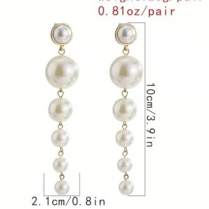 ✨ Korean Pearl Drop Long Earrings for Girls & Women ✨ - Image 4