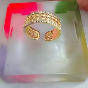 Gold Plated Anti Tarnish Stainless Steel Interconnected Adjustable Finger Ring - Image 3