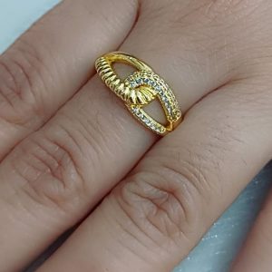 Gold Plated Infinity Design Anti Tarnish Stainless Steel Interconnected Adjustable Finger Ring - Image 3