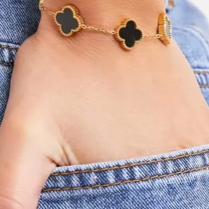 ✨ Stainless Steel Anti Tarnish Gold Plated Clover Chain Bracelet for girls & woman ✨ - Image 5