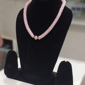 Handmade Magnetic Lock PINK Crystal Western Wear Necklace for Women and Girls - Image 3