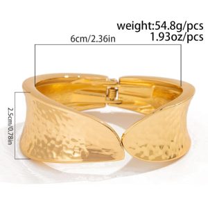 ✨ Gold Plated Anti Tarnish Stainless Steel Open Lightweight Wide Cuff Bracelet for girls & women ✨ - Image 4