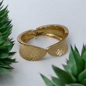 ✨ Gold Plated Anti Tarnish Stainless Steel Open Lightweight Wide Cuff Bracelet for girls & women ✨ - Image 3