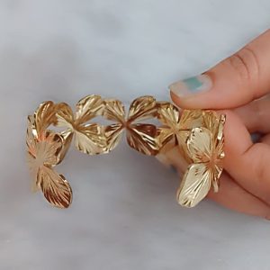 ✨ Gold Plated Anti Tarnish Stainless Steel Open Floral Cuff Bracelet for girls & women ✨ - Image 3