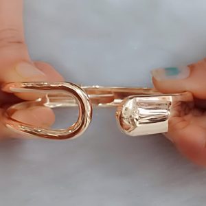 ✨ Gold Plated Anti Tarnish Stainless Steel Sleek Smooth Openable Bracelet for girls & women ✨ - Image 3